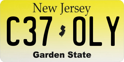 NJ license plate C37OLY