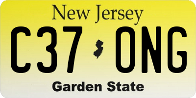 NJ license plate C37ONG
