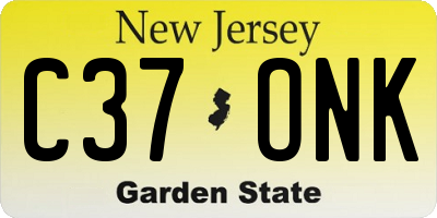 NJ license plate C37ONK