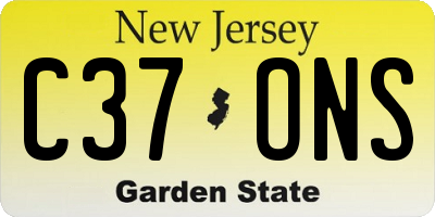 NJ license plate C37ONS