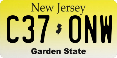 NJ license plate C37ONW