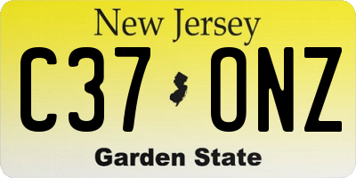 NJ license plate C37ONZ
