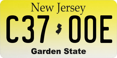 NJ license plate C37OOE