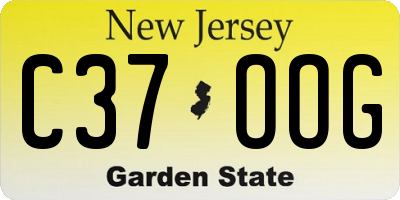 NJ license plate C37OOG