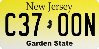 NJ license plate C37OON