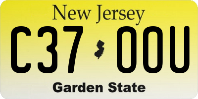 NJ license plate C37OOU