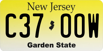 NJ license plate C37OOW