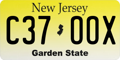 NJ license plate C37OOX