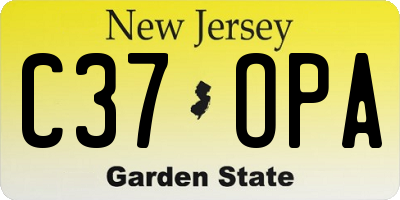 NJ license plate C37OPA