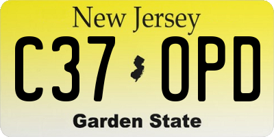 NJ license plate C37OPD