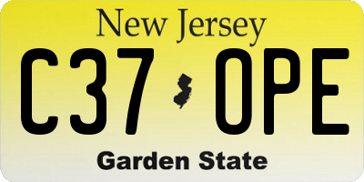 NJ license plate C37OPE