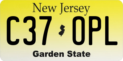 NJ license plate C37OPL