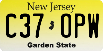 NJ license plate C37OPW