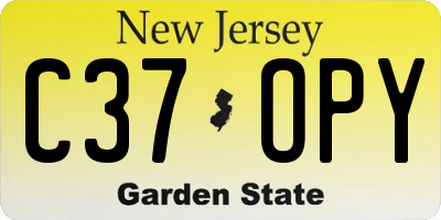 NJ license plate C37OPY