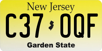 NJ license plate C37OQF