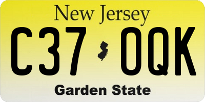 NJ license plate C37OQK