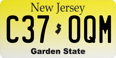 NJ license plate C37OQM