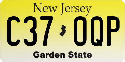 NJ license plate C37OQP