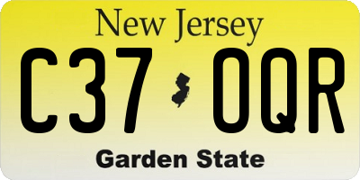 NJ license plate C37OQR