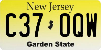 NJ license plate C37OQW