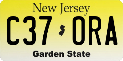 NJ license plate C37ORA