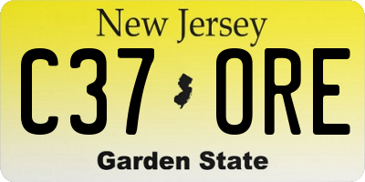 NJ license plate C37ORE
