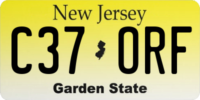 NJ license plate C37ORF