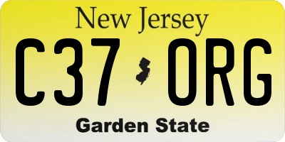 NJ license plate C37ORG