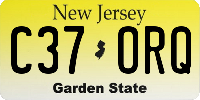 NJ license plate C37ORQ