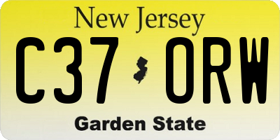 NJ license plate C37ORW