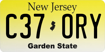NJ license plate C37ORY