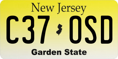 NJ license plate C37OSD