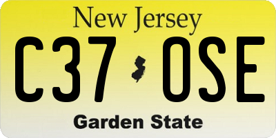 NJ license plate C37OSE