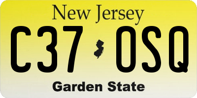 NJ license plate C37OSQ