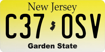 NJ license plate C37OSV