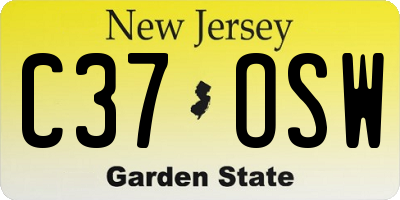 NJ license plate C37OSW