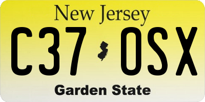 NJ license plate C37OSX