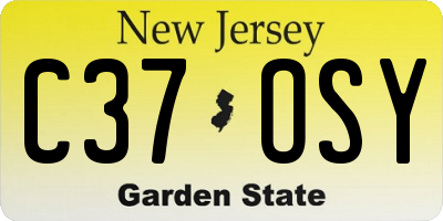 NJ license plate C37OSY