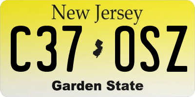 NJ license plate C37OSZ