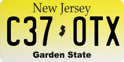 NJ license plate C37OTX