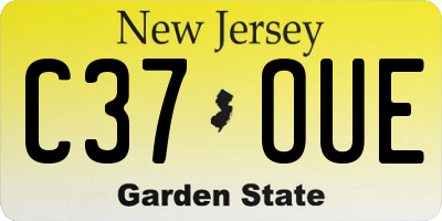 NJ license plate C37OUE