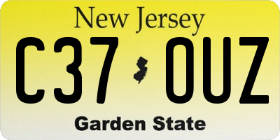 NJ license plate C37OUZ