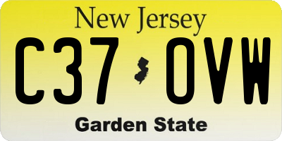 NJ license plate C37OVW