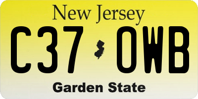 NJ license plate C37OWB