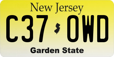NJ license plate C37OWD