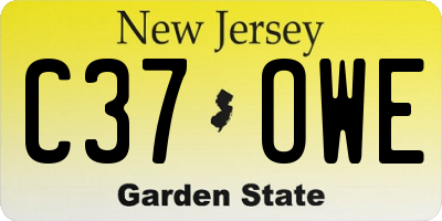 NJ license plate C37OWE
