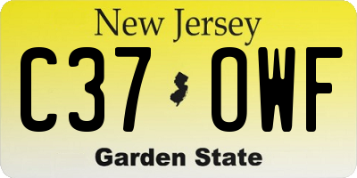 NJ license plate C37OWF
