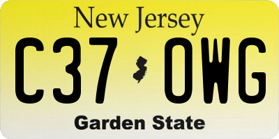 NJ license plate C37OWG
