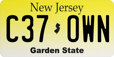 NJ license plate C37OWN