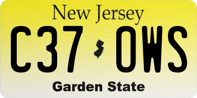 NJ license plate C37OWS